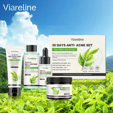 Salicylic Face Care Set Cleansing Pores Cleanser Moisturizing Toner Oil Control Serum Anti Acne Face Cream Smoothing Skin Care