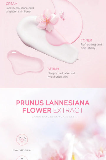Sakura Kit Skin Care Sets Moisturizing and Reducing Fine Lines Cleansing Pore Product 5-Piece Korean Christmas Gift Set