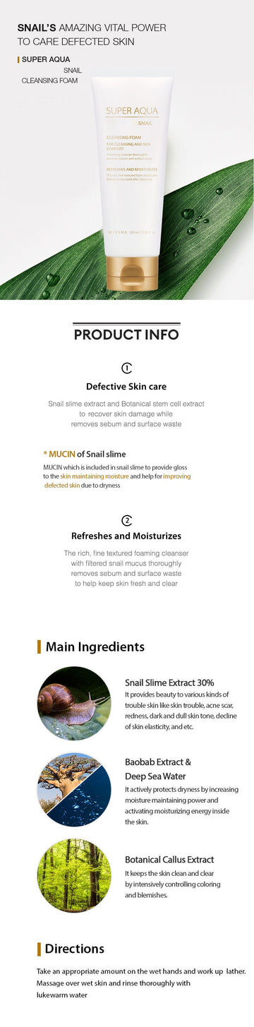 MISSHA Super Aqua Snail Cleansing Foam 100ml