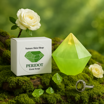 Peridot Birthstone Gem Soap with Hidden Silver Ring